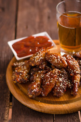 Grilled chicken wings with hot sauce