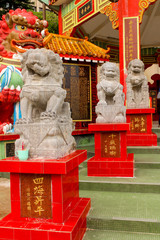 Close up of Stone lion statue in Repulse Bay Temple, Hong Kong