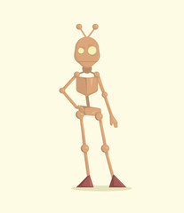 Funny cartoon vector robot. Character illustration cartoon style. Design element