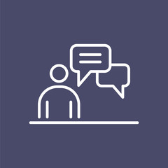 Speaking man business people icon simple line flat illustration