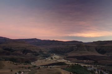 Fototapeta na wymiar Moody sunrise, beautiful landscape, African Mountain Pass