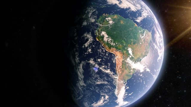 South America Continent, Earth Globe View From Space
