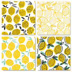 Lemon seamless pattern vector illustration. Summer design