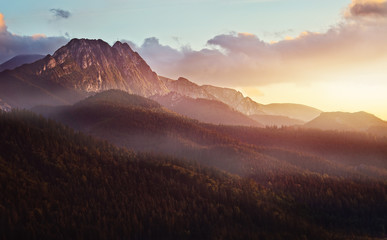 Naklejka premium beautiful view of the giewont peak in the Polish Tatra Mountains