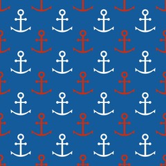 Marine seamless background with anchor
