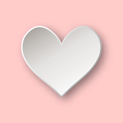 Heart icon. Paper art style heart for Valentine's Day, wedding or romantic design. Vector illustration 