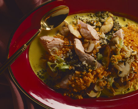 Thunfisch mit zweierlei Linsen und zweierlei Reis