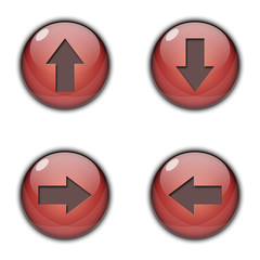 3D Button Left right up down Red Color