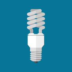 fluorescent light bulb in flat design. Vector illustration