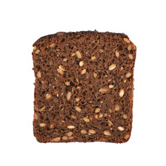 Slice of a black bread isolated