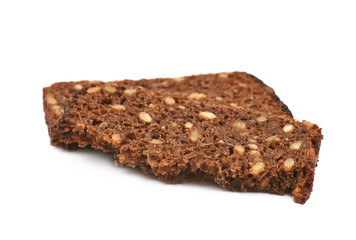 Slice of a black bread isolated