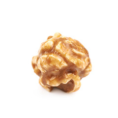 Caramel coated popcorn isolated