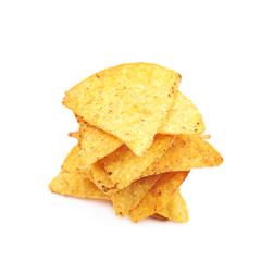 Pile of tortilla chips isolated
