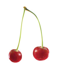 Realistic cherry isolated on white background