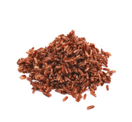 Pile of cooked red rice isolated