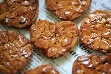 florentine cookies with heart shaped in valentine day