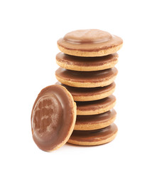 Biscuit cake with filling isolated