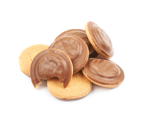 Biscuit cake with filling isolated