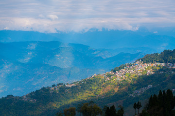 Fototapeta premium Darjeeling town view from high angle view shot