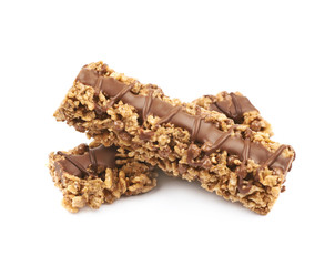 Chocolate granola bar isolated