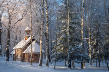 Church in winter forest