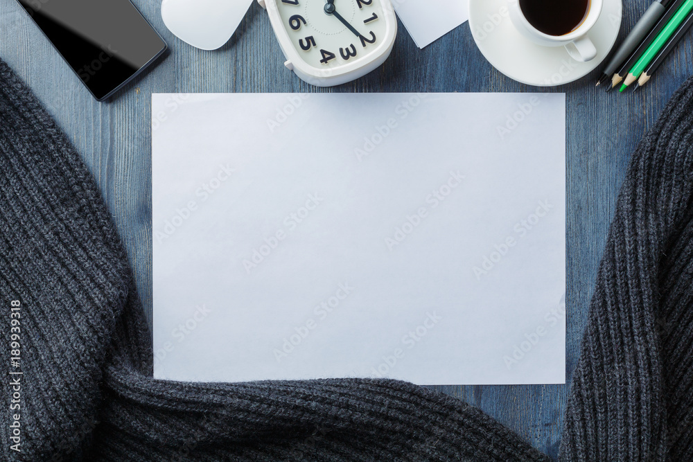 Wall mural Empty paper on office desk