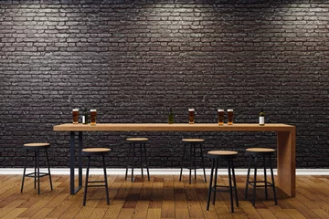 Papier Peint photo Restaurant Intérieur de barre noire créative