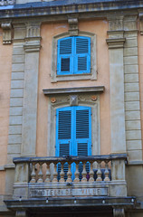 Fototapeta na wymiar Corsica, 03/09/2017: dettagli architettonici dell'Hotel de Ville, uno dei più antichi palazzi di Bastia, la città a nordest alla base del Capo Corso