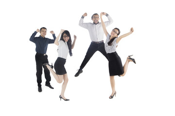 Diversity business team celebrating their success