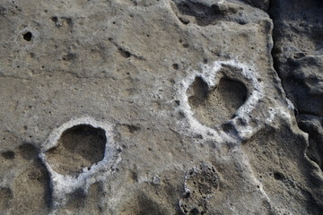 ハート形の穴があいた岩