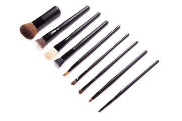 Set collection professional cosmetic brush for makeup, on isolated white background