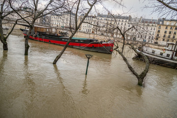 Flood of the Seine 2018 in Paris France