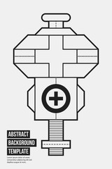 Obraz premium Poster design template with abstract blueprint in black and white style. Abstract vector background