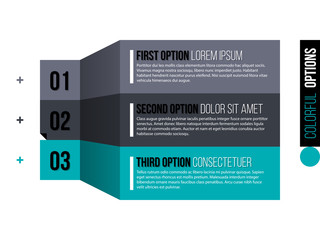 Three options in flat origami style on white isolated background