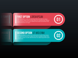 Two rounded options in glossy origami style on black background