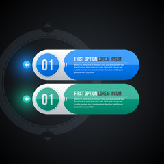 Two round web banners in corporate glossy style on black background
