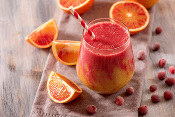 Colorful smoothie, healthy detox with blood oranges and  cranberries