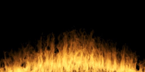 3D Rendering Of Abstract Realistic Fire On Dark Background
