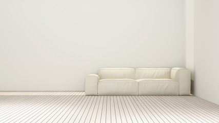 White sofa in white room artwork for apartment or hotel - Interior simple design - 3D Rendering