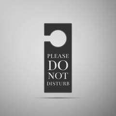 Please do not disturb icon isolated on grey background. Hotel Door Hanger Tags. Flat design. Vector Illustration