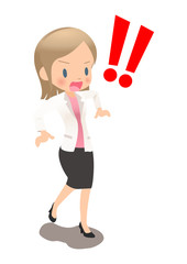 驚くスーツ姿の若い女性会社員