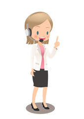 説明するスーツ姿の若いオペレーター