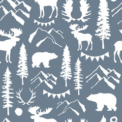 Forest seamless pattern. Wild nature. Ideal for cards, invitations, party, banners, baby shower, preschool and children room decoration. - 189945500