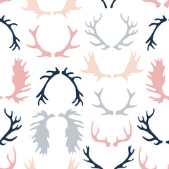 Antlers set. Silhouettes of rustic antler designs.