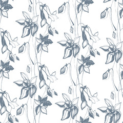 Vintage seamless pattern with hand drawn flowers.