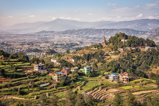 Nepal, Landscape near Bhaktapur, Kailashnath Mahadev Statue