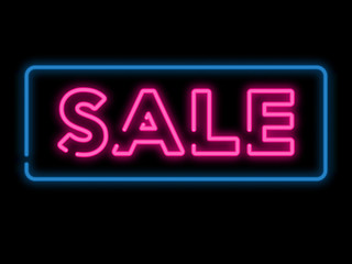 Neon sign sale in frame. Vector illustration.