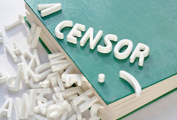 Scene Symbol of Censorship, Book and Letters On The Table