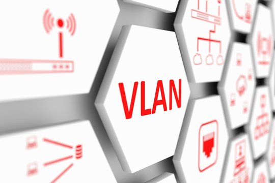VLAN concept cell blurred background 3d illustration