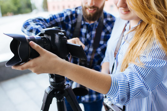 teamwork photography equipment dslr camera backstage photographer lifestyle concept